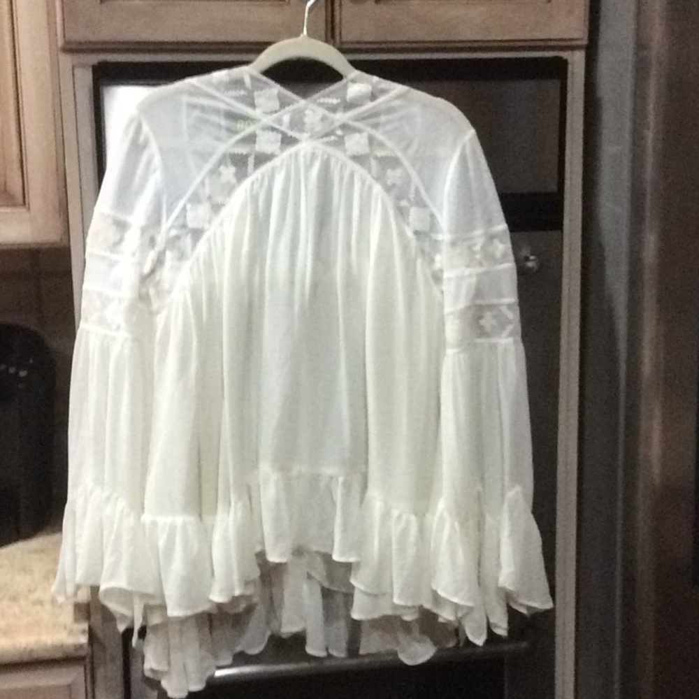 Free People Ruffled Lace Buttondown Tunic L - Picture 5 of 6